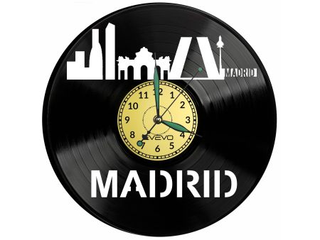 Madrid Vinyl Zegar Ścienny Płyta Winylowa Nowoczesny Dekoracyjny Na Prezent Urodziny