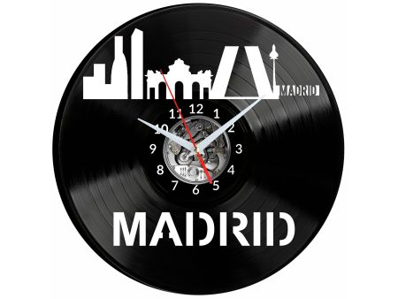 Madrid Vinyl Zegar Ścienny Płyta Winylowa Nowoczesny Dekoracyjny Na Prezent Urodziny