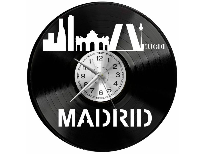 Madrid Vinyl Zegar Ścienny Płyta Winylowa Nowoczesny Dekoracyjny Na Prezent Urodziny