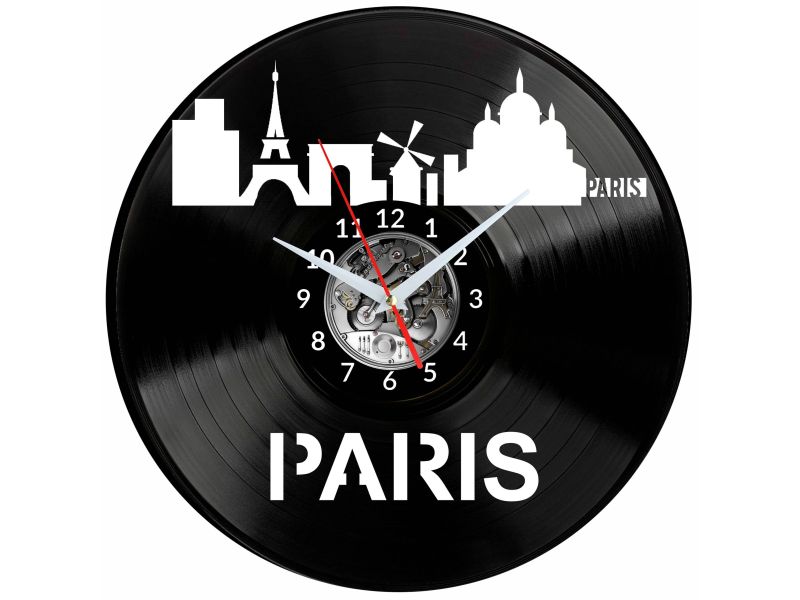 Paris Vinyl Zegar Ścienny Płyta Winylowa Nowoczesny Dekoracyjny Na Prezent Urodziny