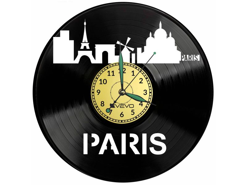 Paris Vinyl Zegar Ścienny Płyta Winylowa Nowoczesny Dekoracyjny Na Prezent Urodziny