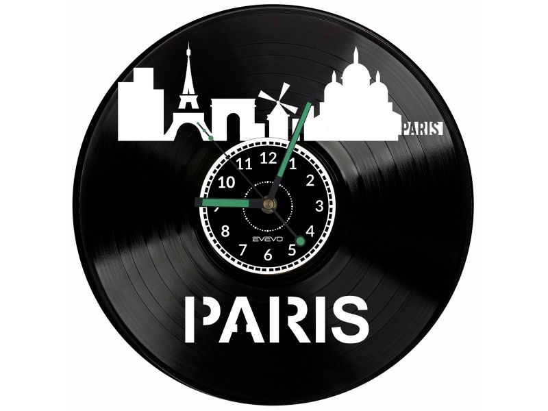 Paris Vinyl Zegar Ścienny Płyta Winylowa Nowoczesny Dekoracyjny Na Prezent Urodziny