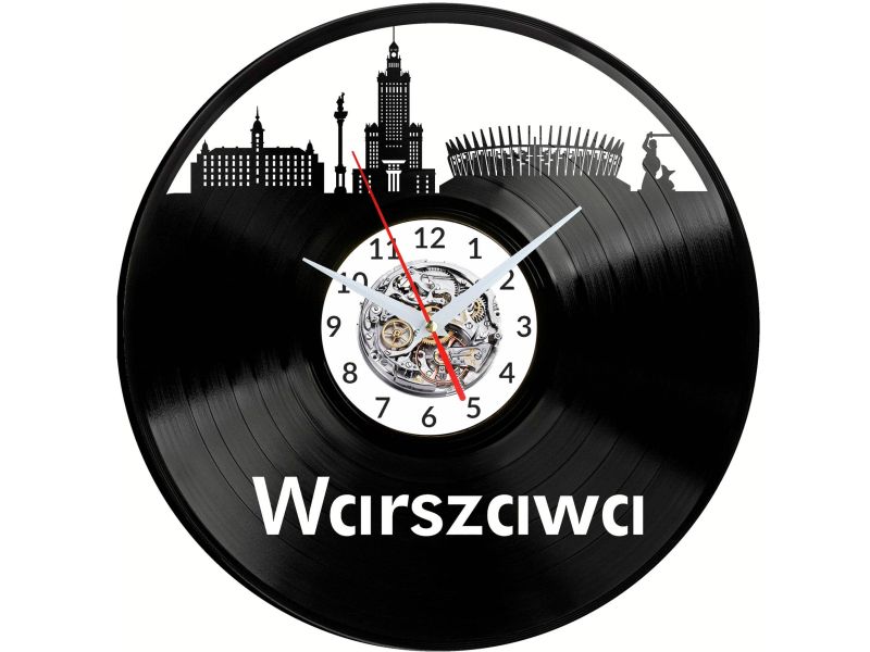 Warszawa Vinyl Zegar Ścienny Płyta Winylowa Nowoczesny Dekoracyjny Na Prezent Urodziny