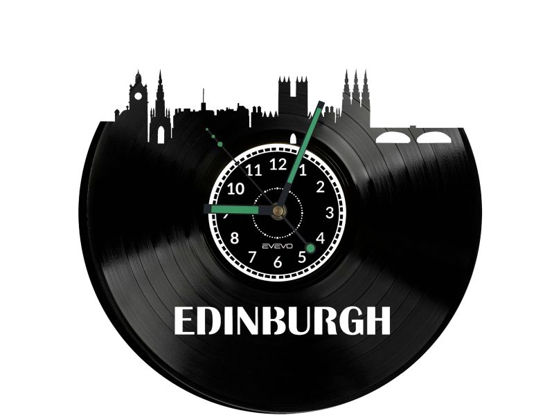 Edinburg Vinyl Zegar Ścienny Płyta Winylowa Nowoczesny Dekoracyjny Na Prezent Urodziny