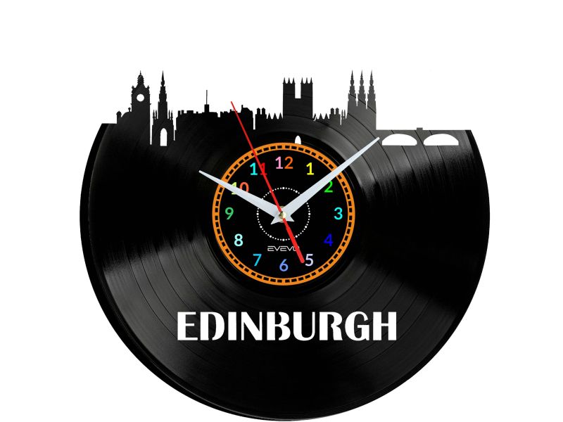 Edinburg Vinyl Zegar Ścienny Płyta Winylowa Nowoczesny Dekoracyjny Na Prezent Urodziny