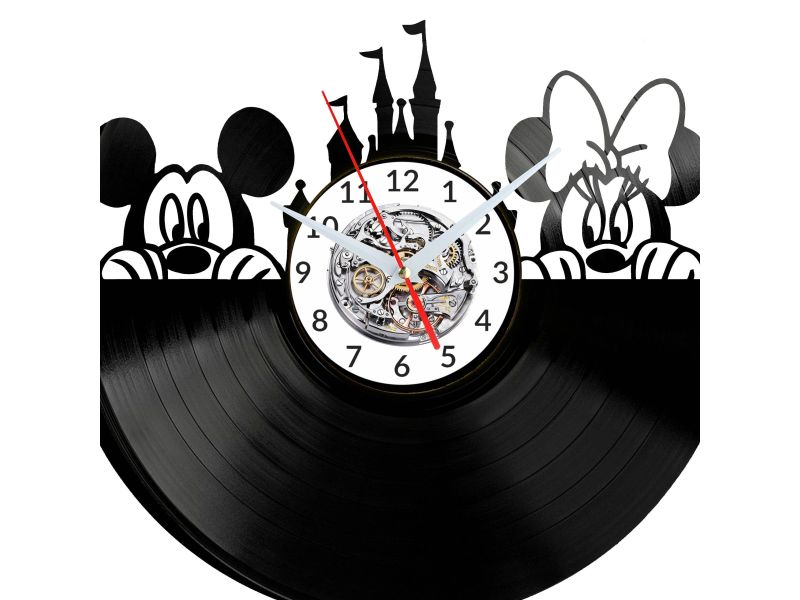 Mickey & Minnie Mouse Vinyl Zegar Ścienny Płyta Winylowa Nowoczesny Dekoracyjny Na Prezent Urodziny