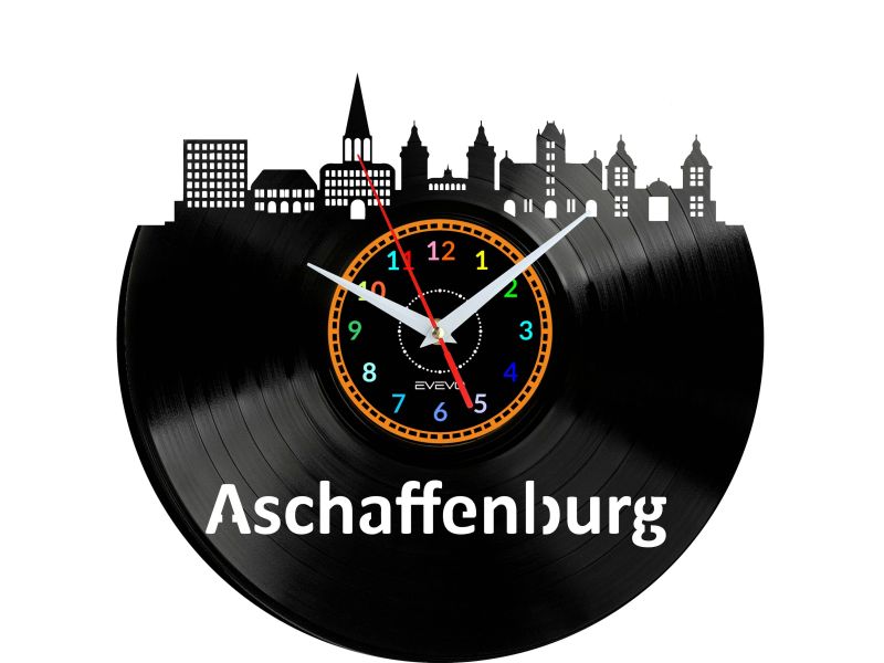 Aschaffenburg Vinyl Zegar Ścienny Płyta Winylowa Nowoczesny Dekoracyjny Na Prezent Urodziny