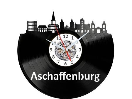 Aschaffenburg Vinyl Zegar Ścienny Płyta Winylowa Nowoczesny Dekoracyjny Na Prezent Urodziny