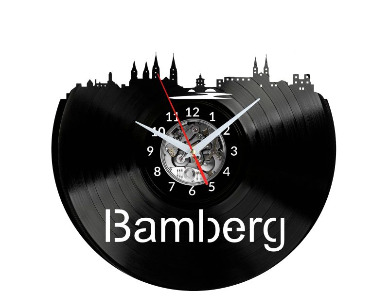 Bamberg Vinyl Zegar Ścienny Płyta Winylowa Nowoczesny Dekoracyjny Na Prezent Urodziny