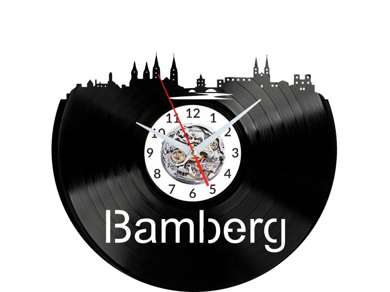 Bamberg Vinyl Zegar Ścienny Płyta Winylowa Nowoczesny Dekoracyjny Na Prezent Urodziny