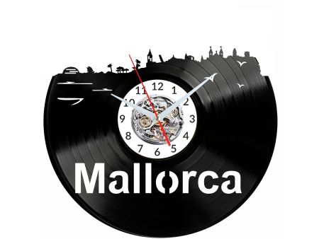 Mallorca Vinyl Zegar Ścienny Płyta Winylowa Nowoczesny Dekoracyjny Na Prezent Urodziny