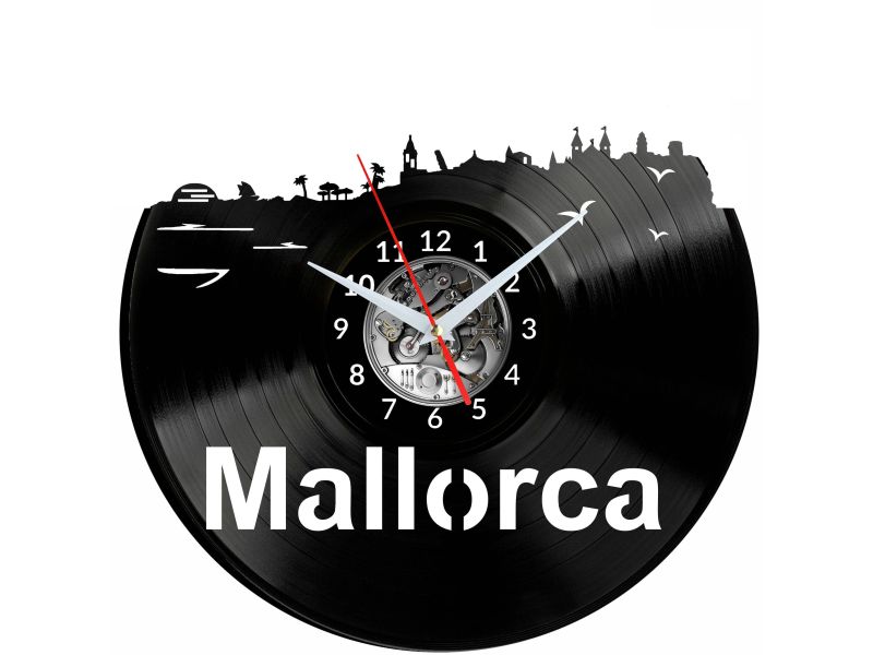 Mallorca Vinyl Zegar Ścienny Płyta Winylowa Nowoczesny Dekoracyjny Na Prezent Urodziny