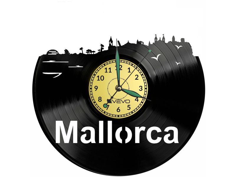 Mallorca Vinyl Zegar Ścienny Płyta Winylowa Nowoczesny Dekoracyjny Na Prezent Urodziny