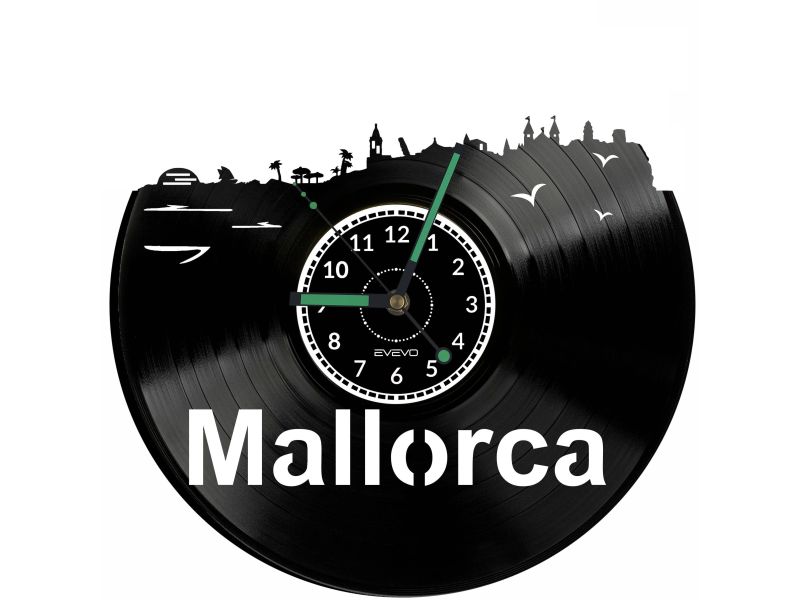 Mallorca Vinyl Zegar Ścienny Płyta Winylowa Nowoczesny Dekoracyjny Na Prezent Urodziny