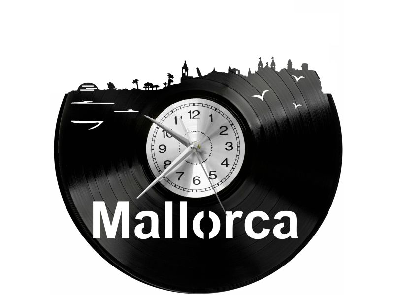 Mallorca Vinyl Zegar Ścienny Płyta Winylowa Nowoczesny Dekoracyjny Na Prezent Urodziny