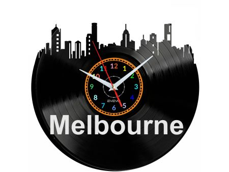 Melbourne Vinyl Zegar Ścienny Płyta Winylowa Nowoczesny Dekoracyjny Na Prezent Urodziny