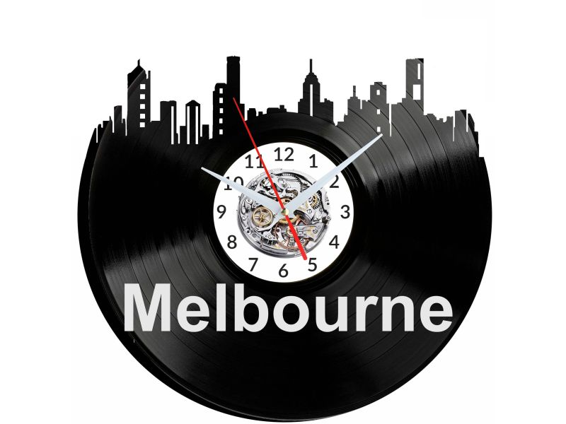 Melbourne Vinyl Zegar Ścienny Płyta Winylowa Nowoczesny Dekoracyjny Na Prezent Urodziny