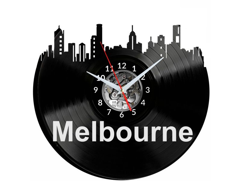 Melbourne Vinyl Zegar Ścienny Płyta Winylowa Nowoczesny Dekoracyjny Na Prezent Urodziny