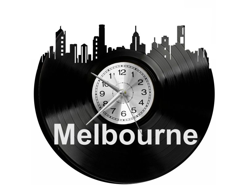 Melbourne Vinyl Zegar Ścienny Płyta Winylowa Nowoczesny Dekoracyjny Na Prezent Urodziny