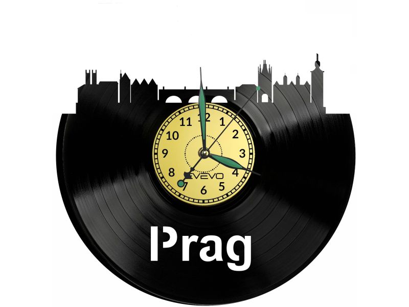 Prag Vinyl Zegar Ścienny Płyta Winylowa Nowoczesny Dekoracyjny Na Prezent Urodziny