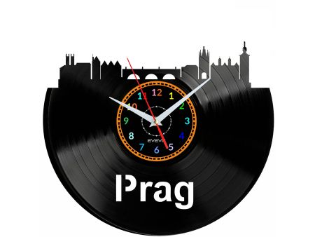 Prag Vinyl Zegar Ścienny Płyta Winylowa Nowoczesny Dekoracyjny Na Prezent Urodziny