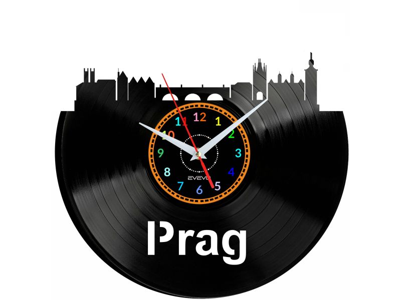 Prag Vinyl Zegar Ścienny Płyta Winylowa Nowoczesny Dekoracyjny Na Prezent Urodziny