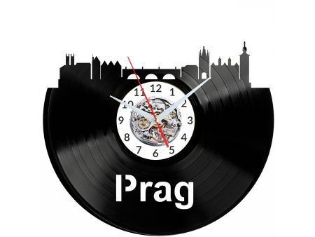 Prag Vinyl Zegar Ścienny Płyta Winylowa Nowoczesny Dekoracyjny Na Prezent Urodziny