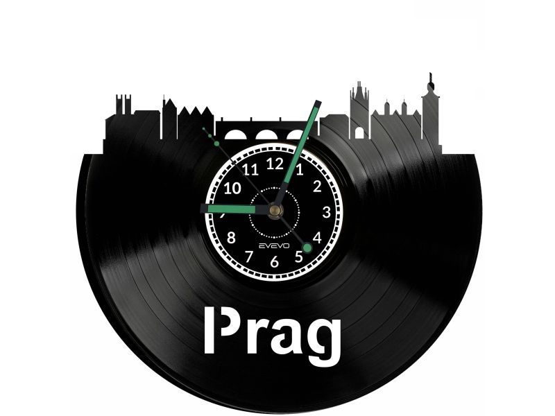 Prag Vinyl Zegar Ścienny Płyta Winylowa Nowoczesny Dekoracyjny Na Prezent Urodziny