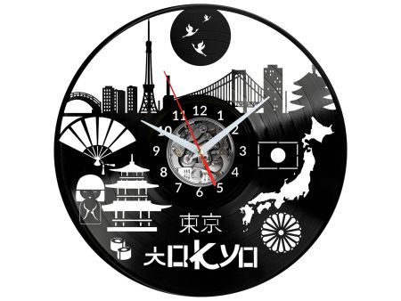 Tokyo Vinyl Zegar Ścienny Płyta Winylowa Nowoczesny Dekoracyjny Na Prezent Urodziny