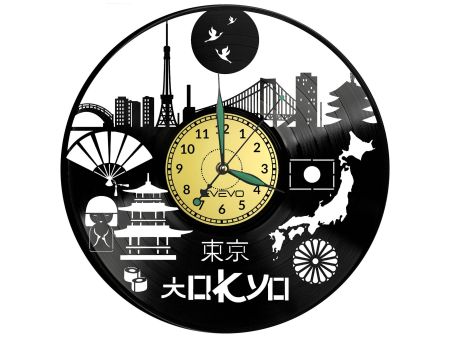 Tokyo Vinyl Zegar Ścienny Płyta Winylowa Nowoczesny Dekoracyjny Na Prezent Urodziny