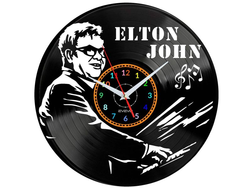 Elton John Vinyl Zegar Ścienny Płyta Winylowa Nowoczesny Dekoracyjny Na Prezent Urodziny