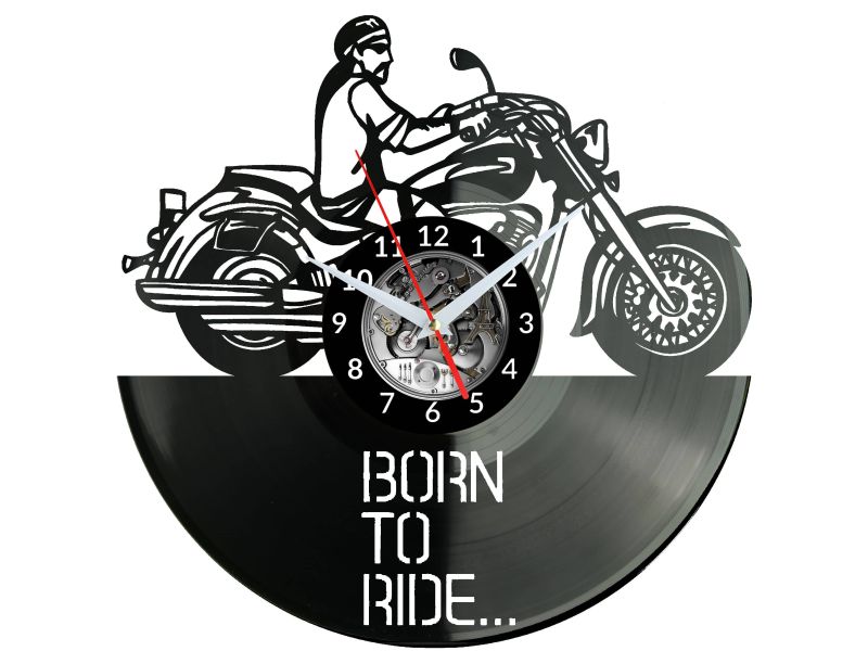 Born To Ride Motor Vinyl Zegar Ścienny Płyta Winylowa Nowoczesny Dekoracyjny Na Prezent Urodziny