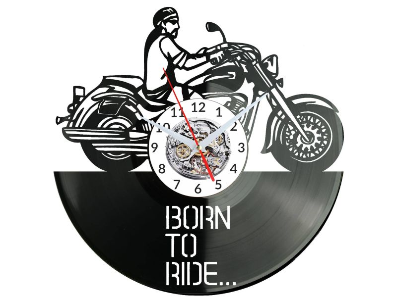 Born To Ride Motor Vinyl Zegar Ścienny Płyta Winylowa Nowoczesny Dekoracyjny Na Prezent Urodziny