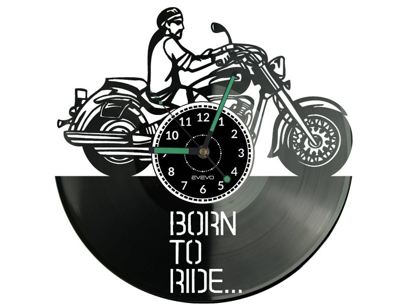 Born To Ride Motor Vinyl Zegar Ścienny Płyta Winylowa Nowoczesny Dekoracyjny Na Prezent Urodziny