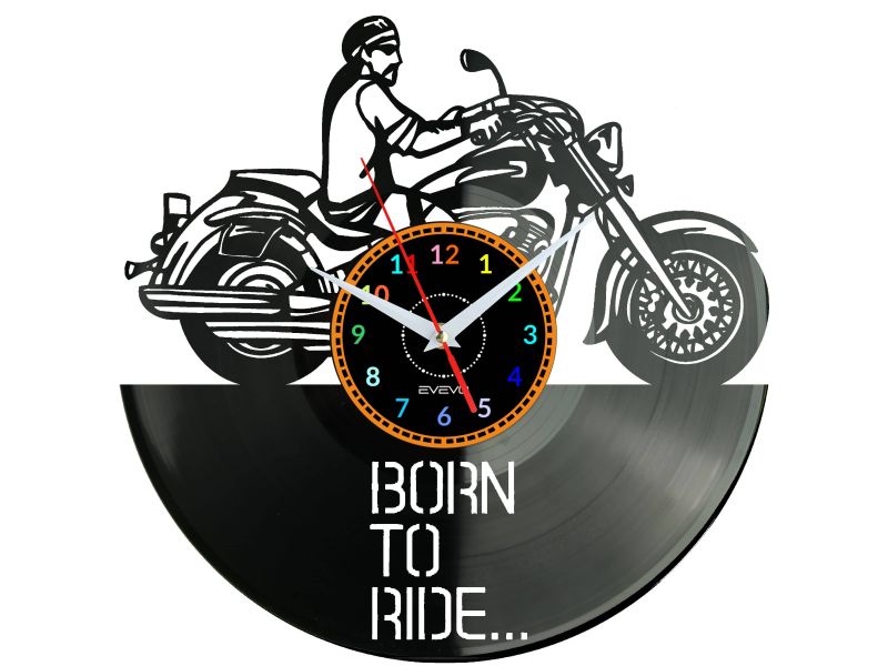 Born To Ride Motor Vinyl Zegar Ścienny Płyta Winylowa Nowoczesny Dekoracyjny Na Prezent Urodziny