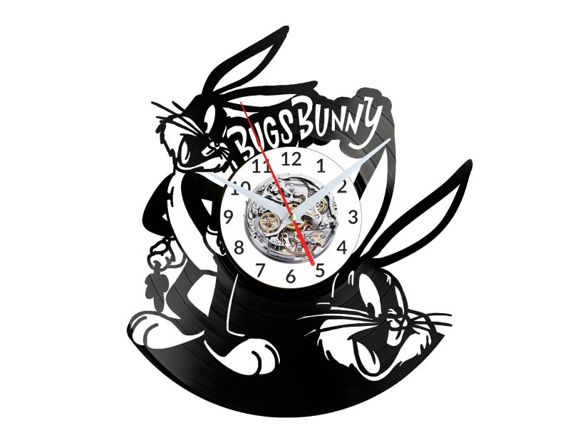 Królik Bugs Bunny  Vinyl Zegar Ścienny Płyta Winylowa Nowoczesny Dekoracyjny Na Prezent Urodziny