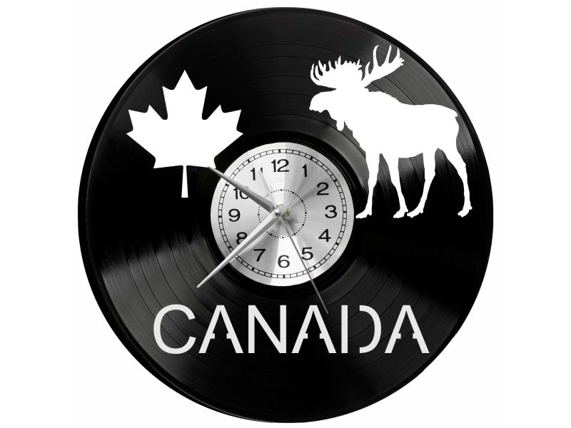 Canada Vinyl Zegar Ścienny Płyta Winylowa Nowoczesny Dekoracyjny Na Prezent Urodziny