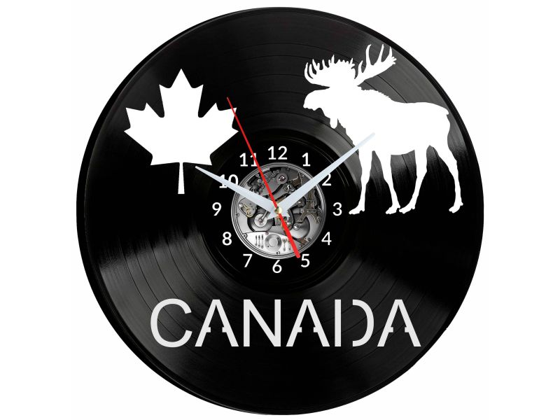 Canada Vinyl Zegar Ścienny Płyta Winylowa Nowoczesny Dekoracyjny Na Prezent Urodziny