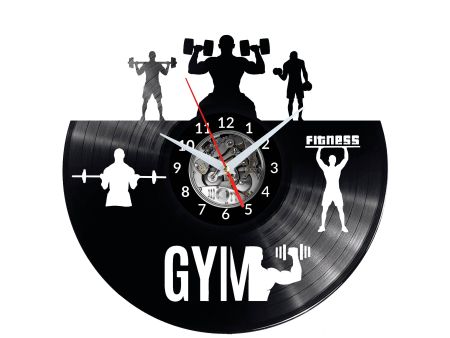 Gym Fitness Sport Vinyl Zegar Ścienny Płyta Winylowa Nowoczesny Dekoracyjny Na Prezent Urodziny