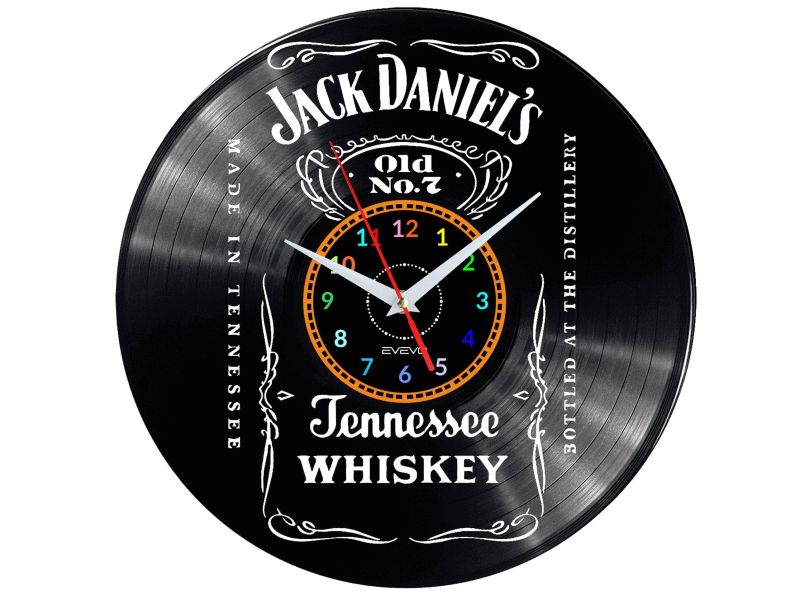 Jack Daniels  Vinyl Zegar Ścienny Płyta Winylowa Nowoczesny Dekoracyjny Na Prezent Urodziny