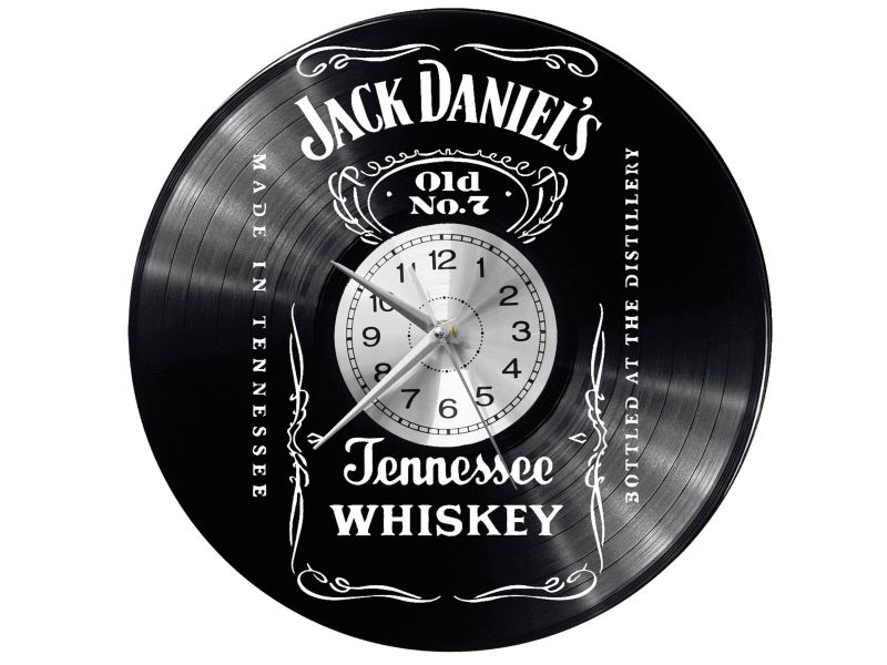 Jack Daniels  Vinyl Zegar Ścienny Płyta Winylowa Nowoczesny Dekoracyjny Na Prezent Urodziny