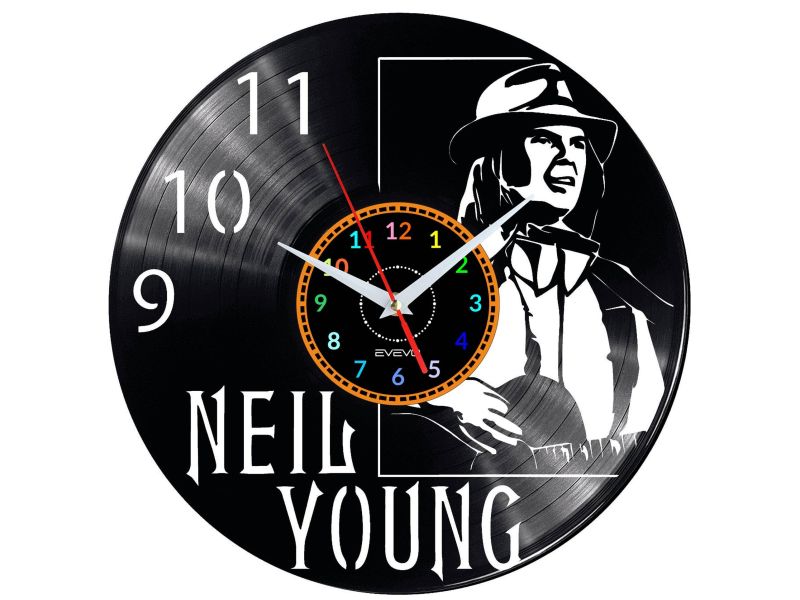 Neil Young Vinyl Zegar Ścienny Płyta Winylowa Nowoczesny Dekoracyjny Na Prezent Urodziny