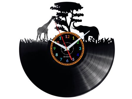 Afryka Savana Vinyl Zegar Ścienny Płyta Winylowa Nowoczesny Dekoracyjny Na Prezent Urodziny