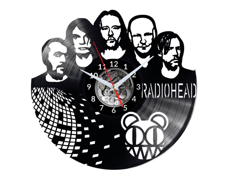 Radiohead Vinyl Zegar Ścienny Płyta Winylowa Nowoczesny Dekoracyjny Na Prezent Urodziny