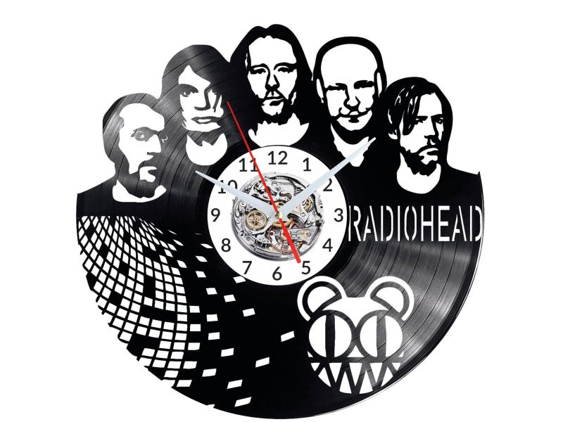 Radiohead Vinyl Zegar Ścienny Płyta Winylowa Nowoczesny Dekoracyjny Na Prezent Urodziny