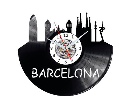 Barcelona Vinyl Zegar Ścienny Płyta Winylowa Nowoczesny Dekoracyjny Na Prezent Urodziny