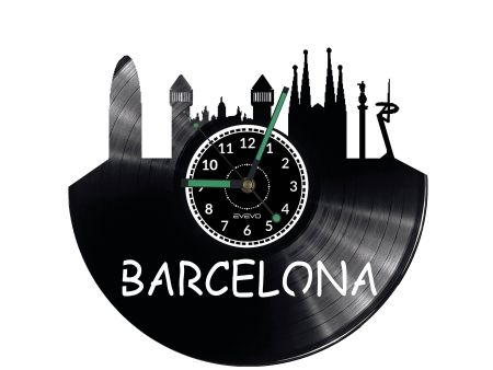 Barcelona Vinyl Zegar Ścienny Płyta Winylowa Nowoczesny Dekoracyjny Na Prezent Urodziny