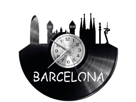 Barcelona Vinyl Zegar Ścienny Płyta Winylowa Nowoczesny Dekoracyjny Na Prezent Urodziny