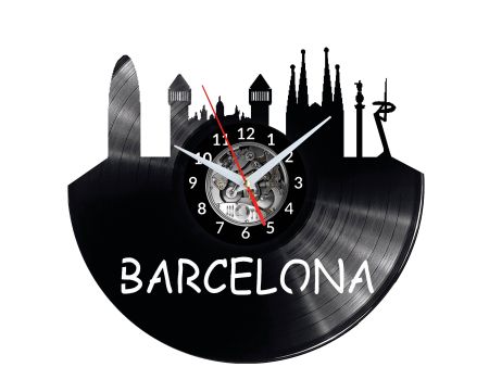 Barcelona Vinyl Zegar Ścienny Płyta Winylowa Nowoczesny Dekoracyjny Na Prezent Urodziny