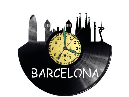 Barcelona Vinyl Zegar Ścienny Płyta Winylowa Nowoczesny Dekoracyjny Na Prezent Urodziny